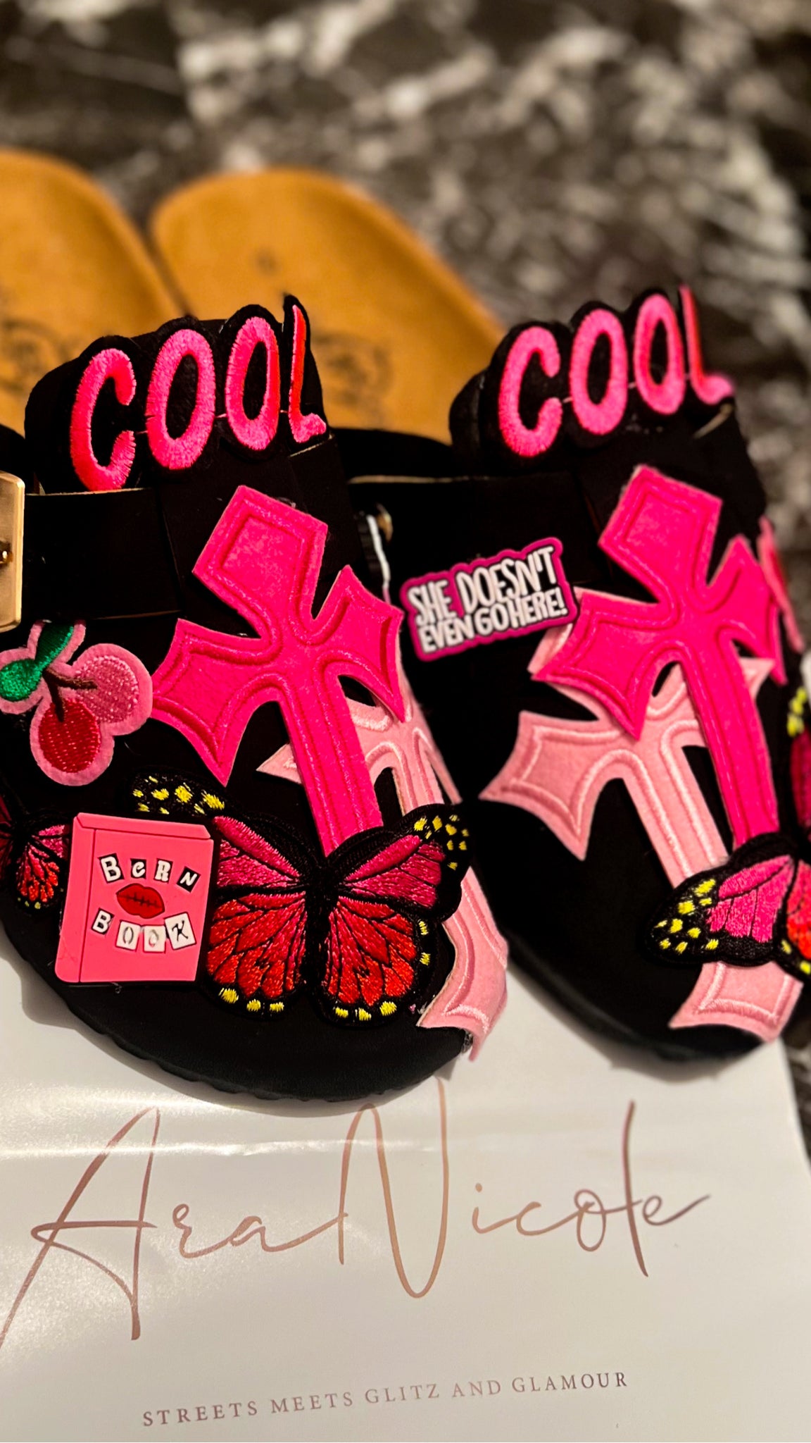 “Mean girl *charms” clogs