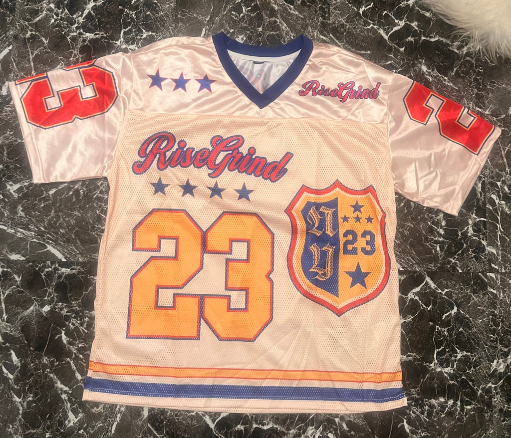 “Rise and grind” oversized jersey top