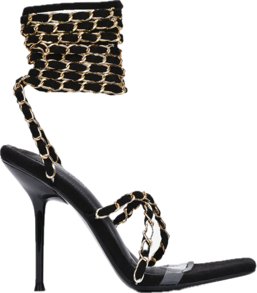 “Glam” strap heels