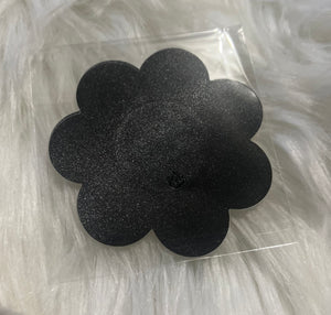 “Blk” flower nipple covers