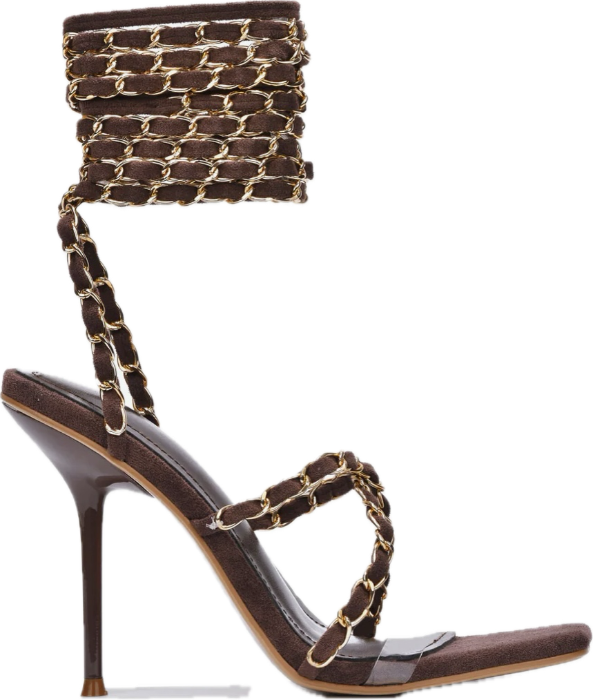 “Glam” strap heels