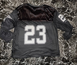 “23” mesh oversized jersey top