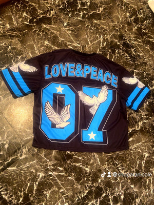 “Love peace 07” oversized jersey top