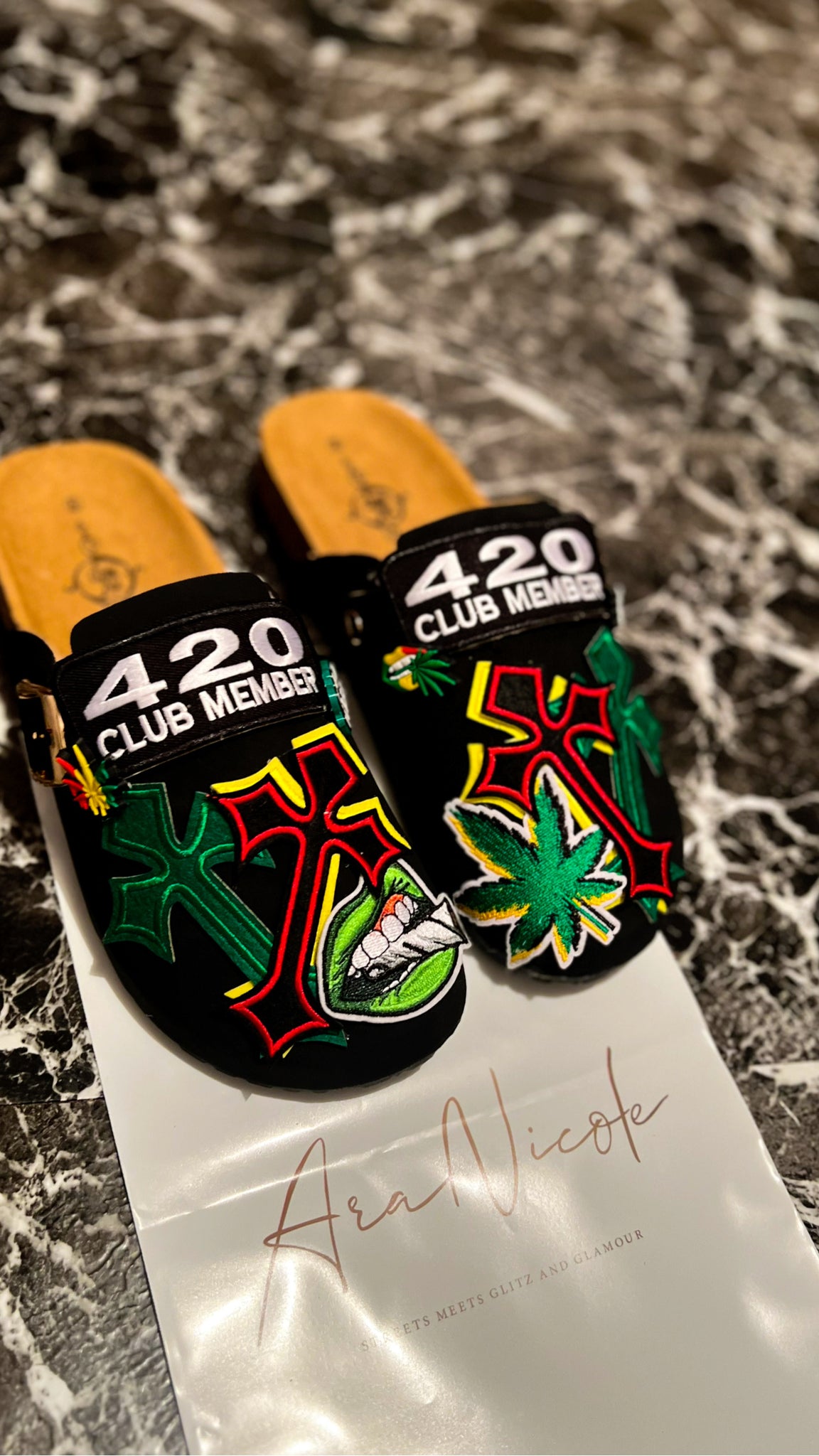 “420*charms” clogs