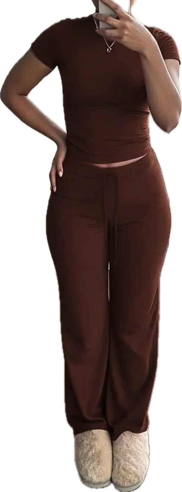 “Brandy”2 piece pants set (brown)
