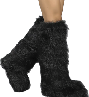 “Fluffy” knee boots