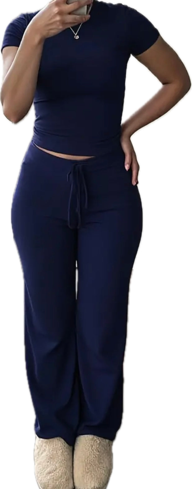 “Brandy “ 2 piece pants set (Navy blue)