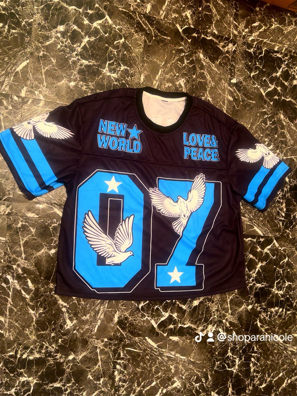 “Love peace 07” oversized jersey top