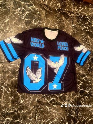 “Love peace 07” oversized jersey top