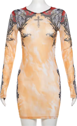 “Cross tribal” mesh dress