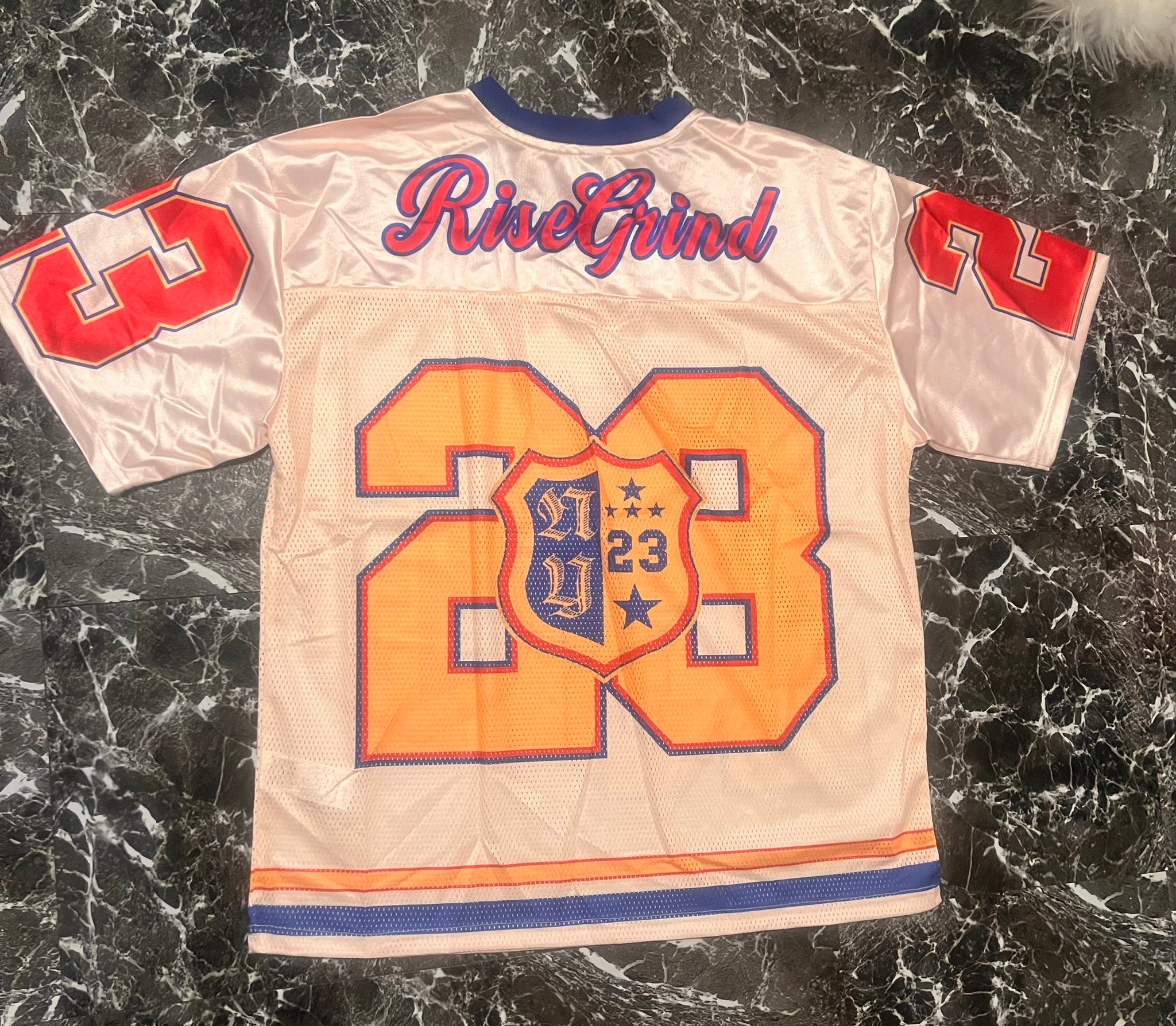 “Rise and grind” oversized jersey top