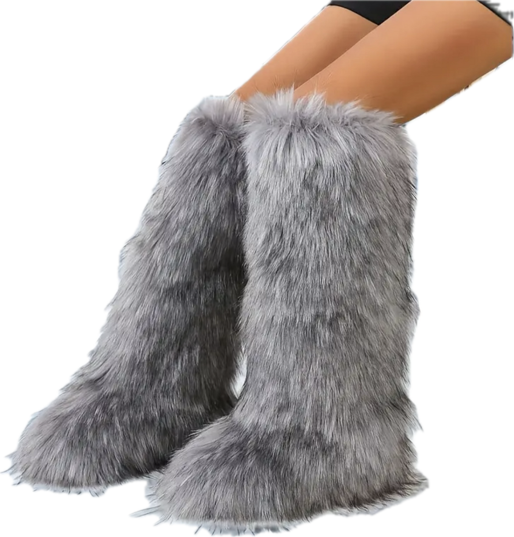 “Fluffy” knee boots