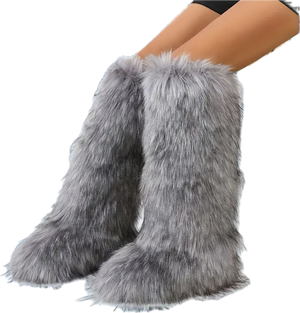 “Fluffy” knee boots