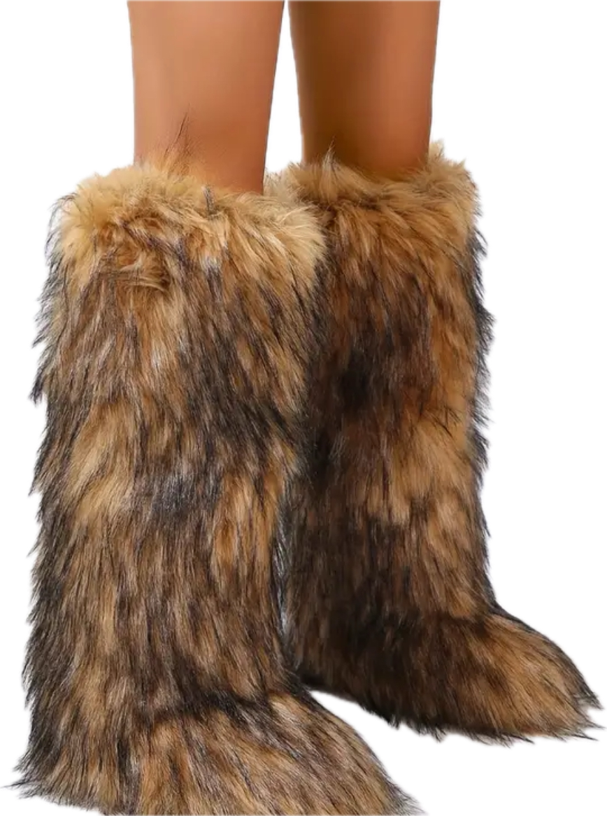 “Fluffy” knee boots