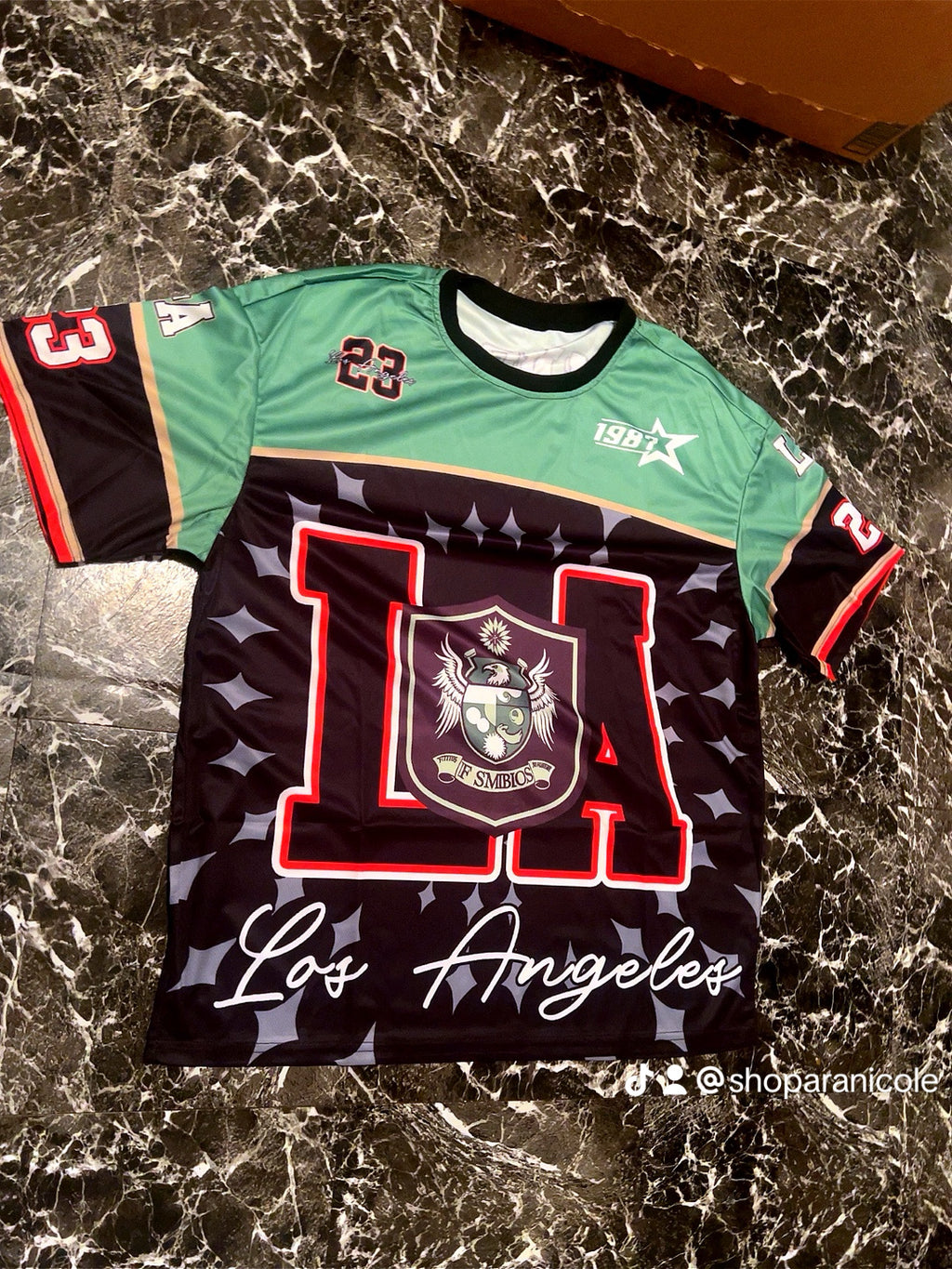 “LA 23” oversized jersey top