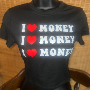 “I❤️money” crop top