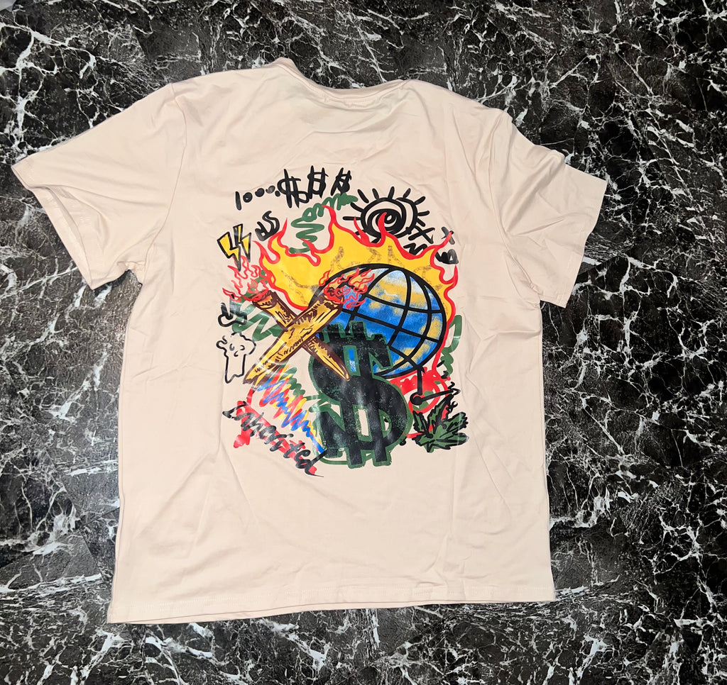 “Cash rules” oversized graphic tee