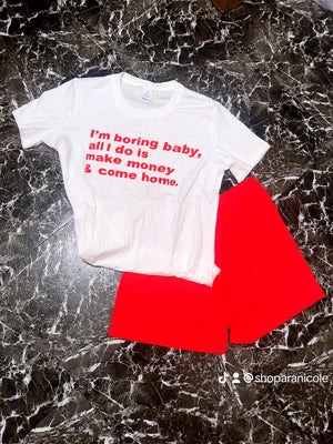 “Boring bby” short set