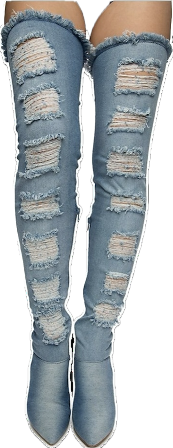 “Denim” thigh boots