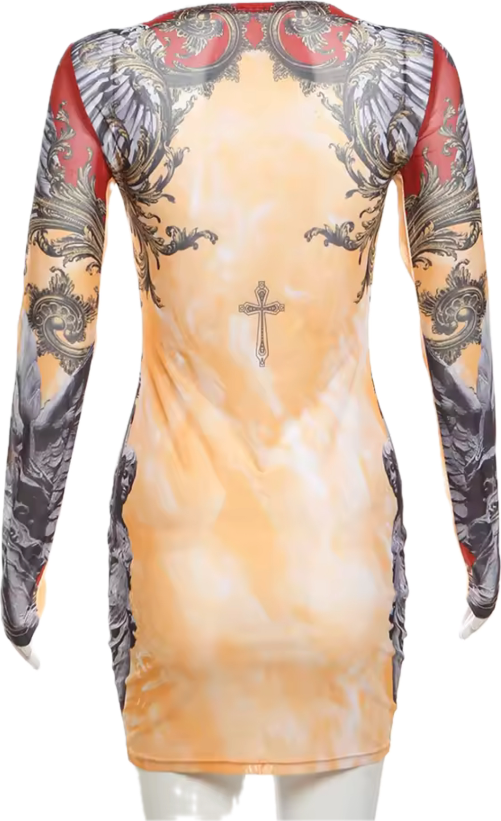 “Cross tribal” mesh dress