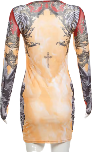“Cross tribal” mesh dress