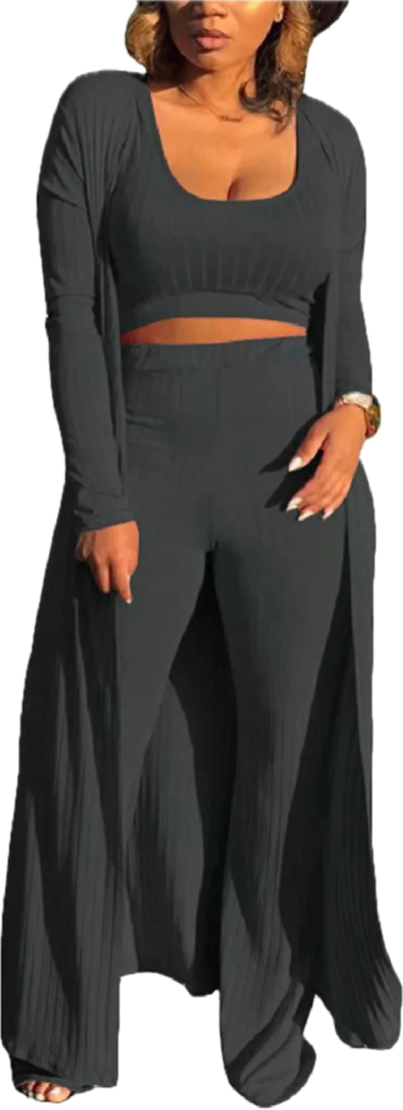 “Jules” 3 piece pants(dark grey)