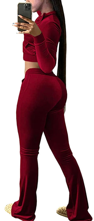 “Baddie” pants set (burgundy)