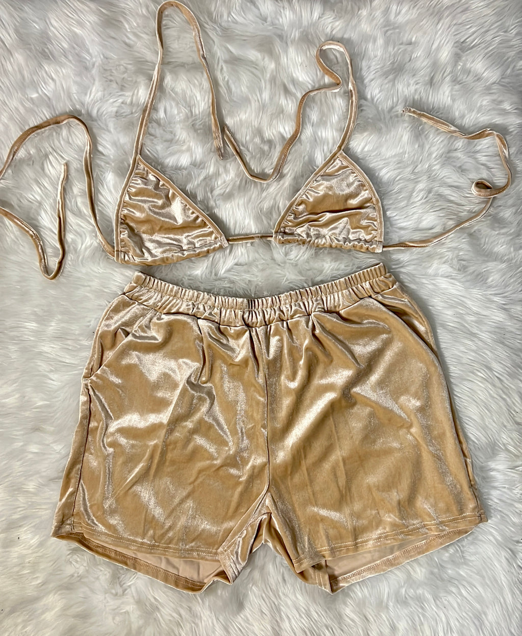 “Chloe” 2 piece short set (tan)