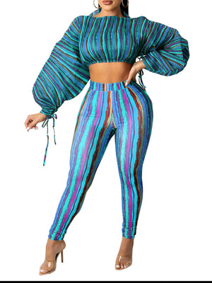 “Vivica” 2 piece pants set (blue)