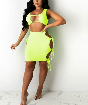 “Bella” skirt set (neon green)