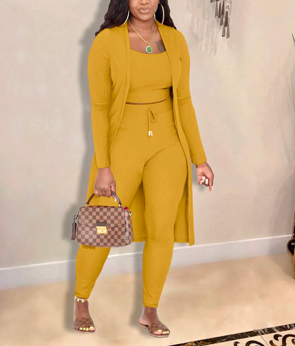 “Liyah” 3 piece pants set (yellow)