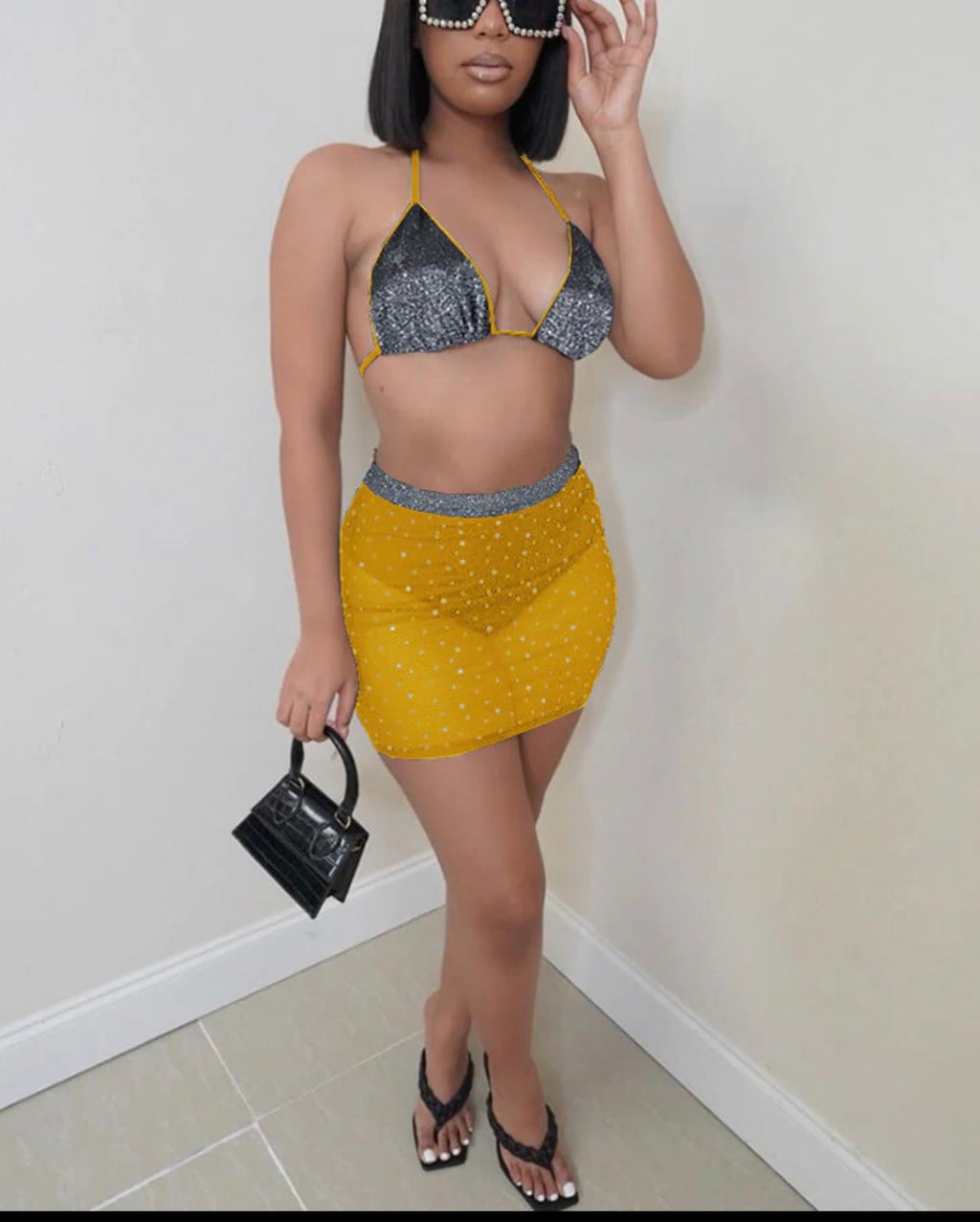 “Mercedes” 2 piece skirt set (yellow)